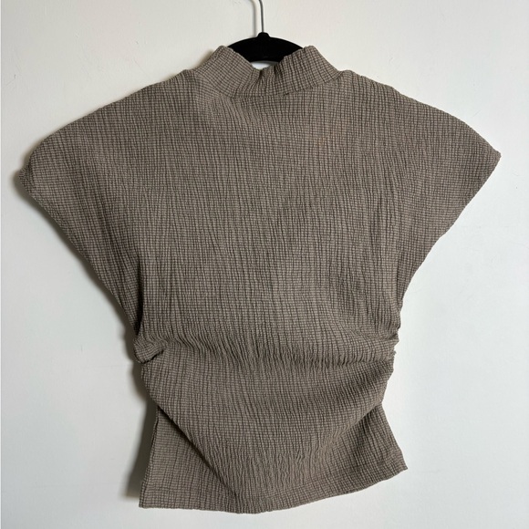 Zara Textured Mock Neck Crop Top NWT Neutral Minimalist S - Picture 7 of 7